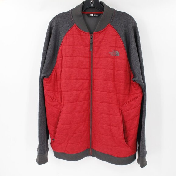 The North Face Jacket Mens Large Norris Point Insulated Full Zip Bomber Red Grey